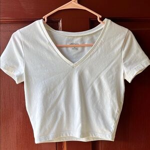 White V-Neck crop top